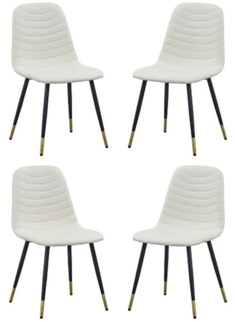 Καρέκλες Quarteto (Σετ 4Τμχ) 79805-DS 44x55x90cm Ecru-Black Μέταλλο,Ύφασμα