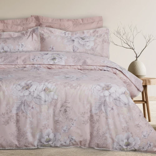 Παπλωματοθήκη Pretige 1711 (Σετ 3τμχ) Pink-Grey Das Home Υπέρδιπλo 220x240cm 100% Βαμβακοσατέν