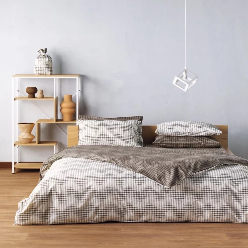 Παπλωματοθήκη Galone 04 (Σετ 2τμχ) Brown-White Kentia Ημίδιπλο 185x245cm 100% Βαμβάκι