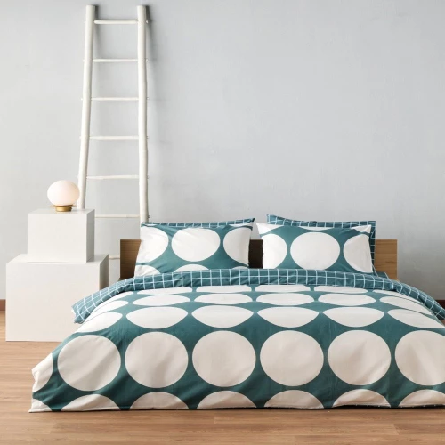 Παπλωματοθήκη Valia 07 (Σετ 2τμχ) Green-White Kentia Μονό 165x245cm 100% Βαμβάκι