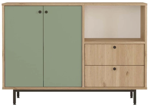 Ντουλάπι 956LCS3580 120x35,5x85cm Oak-Green Μοριοσανίδα, Μέταλλο
