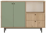 Ντουλάπι 956LCS3580 120x35,5x85cm Oak-Green Μοριοσανίδα, Μέταλλο