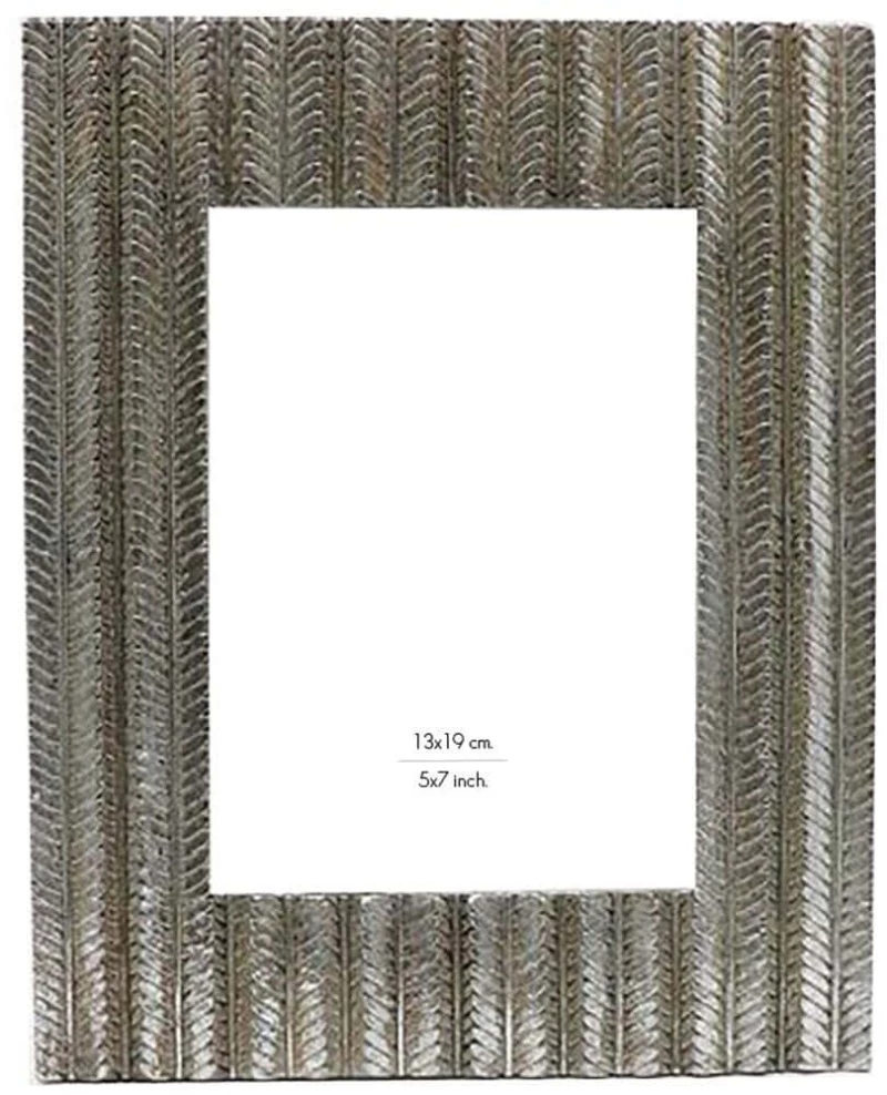 Κορνίζα Fishbone 028381 13x18cm Antique Silver Γυαλί,Polyresin