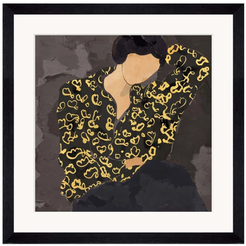 Κάδρο Lady In Portrait 030533 43x4x43cm Multi Τετράγωνοι Ξύλο,Γυαλί