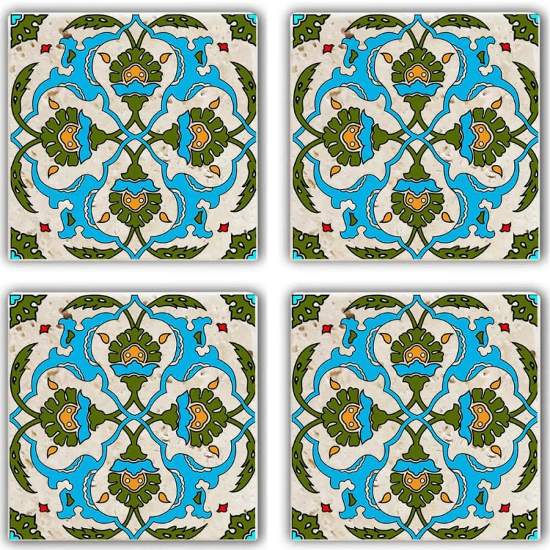 Σουβέρ (Σετ 4Τμχ) 366TYR1110 10x10x1cm Multi Hermia Πέτρα