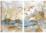 Πίνακας Καμβάς (Σετ 2Τμχ) 833HRC1109 80x120cm Multi Wallity Κάθετοι Ξύλο, Καμβάς