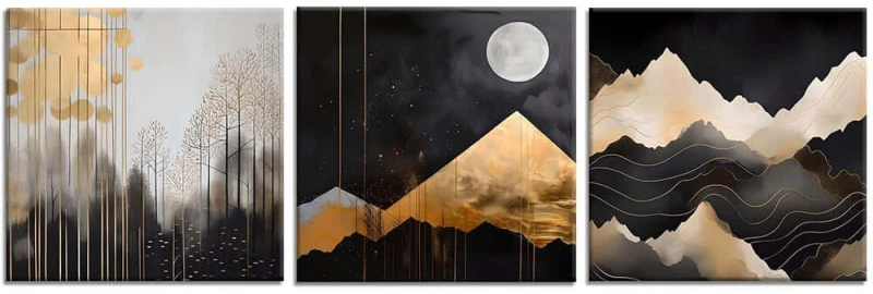 Πίνακας Καμβάς (Σετ 3Τμχ) 463SNT1366 30x30cm Multi Wallity Τετράγωνοι Ξύλο, Καμβάς