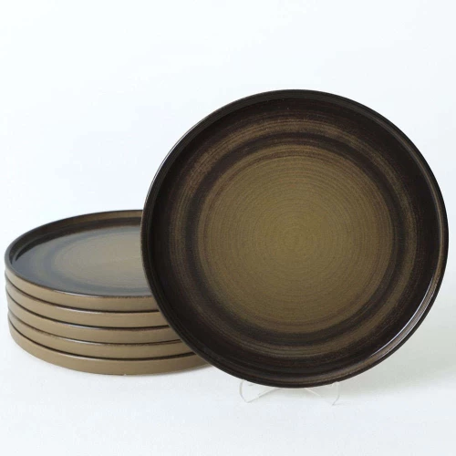 Πιάτο Ρηχό (Σετ 6Τμχ) 275KRM2443 27cm Mink-Black Hermia Κεραμικό