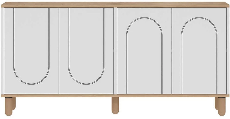 Μπουφές Ravone 327ODS1354 150x36x73cm Oak-White Μοριοσανίδα, Μελαμίνη