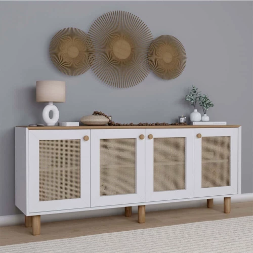 Μπουφές Bohemian 350MWD1506 180x40x75cm White-Oak Μοριοσανίδα, Μελαμίνη