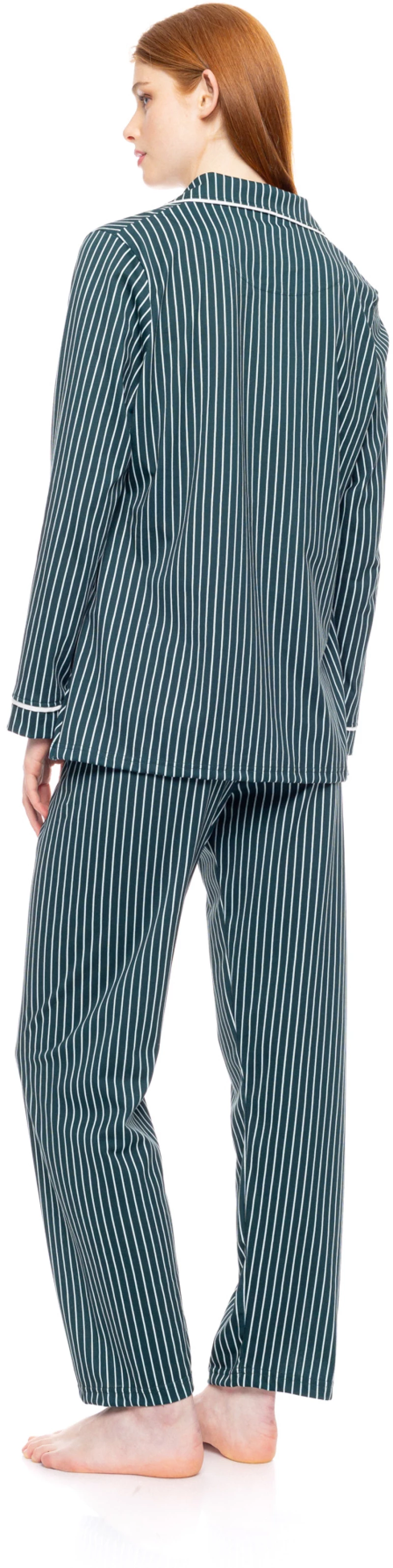 Γυναικεία Πυτζάμα Pink Label - Σεμιζιέ - Green Forest Stripes - Regular Fit - Cotton