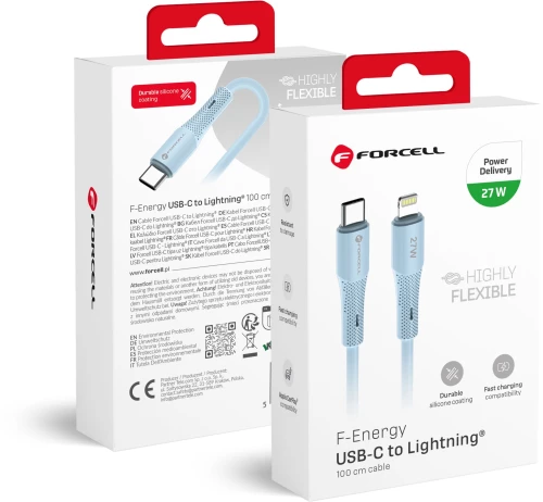 Forcell F-Energy C346 Cable Type C To Lightning Pd 3A 27W Silicone 1 M Blue