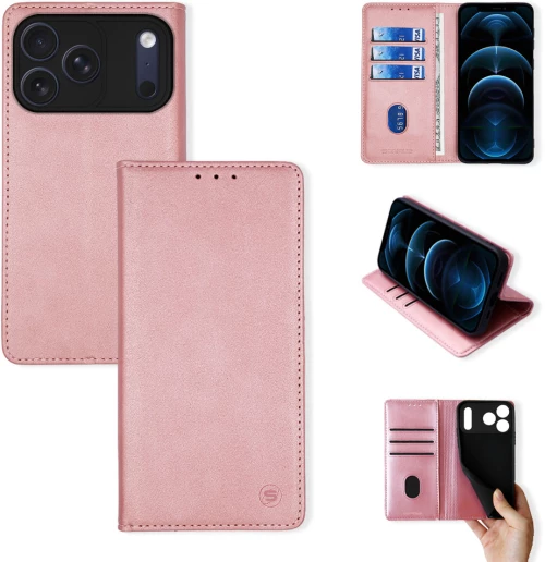 Θήκη Πορτοφόλι Vintage Magnet Wallet Sonique Apple iPhone 17 Pro Max Ροζ Χρυσό