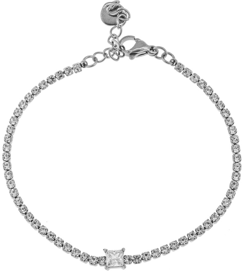 Βραχιόλι Γυναικείο Ατσάλι Με Σχέδιο Strass 2502053 Ασημί Ασημί