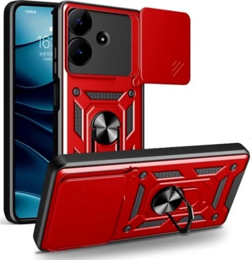 Θήκη Realme Note 60 Bodycell Armor Slide Ανθεκτική με Κάλυμμα για την Κάμερα & Μεταλλικό Ring Holder - Red (5206015082573)