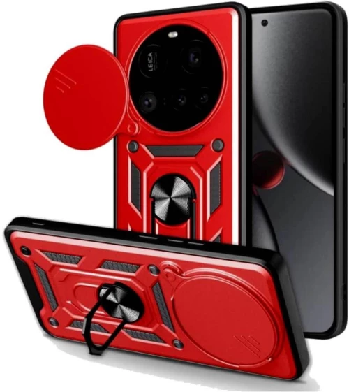 Θήκη Xiaomi 15 Ultra Bodycell Armor Slide Ανθεκτική με Κάλυμμα για την Κάμερα & Μεταλλικό Ring Holder - Red (5206015082696)