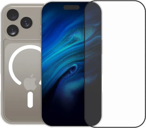 Θήκη & Tempered Glass iPhone 17 Pro Vivid Set MagSafe Hybrid Case Σετ Σκληρή Διάφανη με MagSafe & Full Face Αντιχαρακτικό Γυαλί Προστασίας Οθόνης - Transparent / Black (CS-MGS TR 1-2508003)