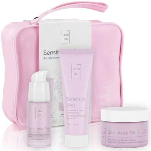 LAVISH CARE Skin Care Essentials Σετ Περιποίησης Προσώπου Για Ευαίσθητες Επιδερμίδες Με Sensitive Skin Κρέμα Προσώπου Για Επανόρθωση, 50ml, Καταπραϋντικό Ορό, 30ml, Καταπραϋντική Μάσκα, 75ml & Δώρο Νεσεσέρ
