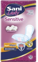 SANI Lady Sensitive Maxi Σερβιέτες Ακράτειας Με Βαμβάκι No4+ 12 Τεμάχια