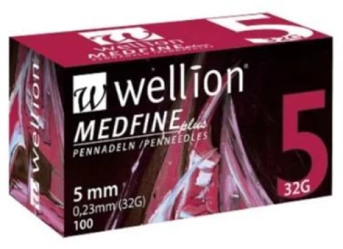 WELLION Medfine 32g 5mm Βελόνες Πένας Ινσουλίνης 100 Τεμάχια