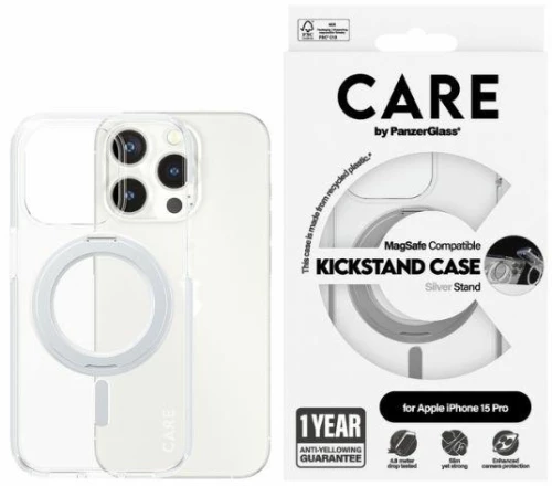 CARE by PanzerGlass Kickstand Case MagSafe for iPhone 15 Pro - silver