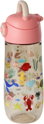 Rice - Plastic Kids Drinking Bottle with Coral Ocean Print - 550 ml (PLBOT-OCEI) / Toys