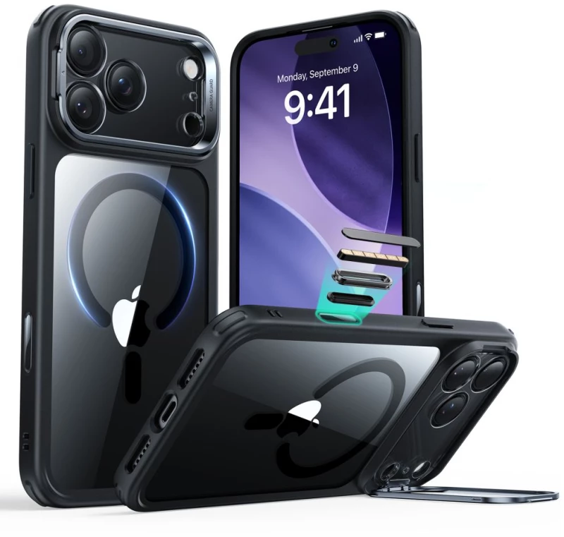 ESR Classic Hybrid Kickstand MagSafe Case for iPhone 17 Pro Max - Clear Black