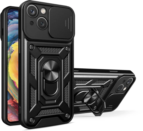 Hybrid Armor Camshield case for Huawei nova Y90 armored case with camera cover black