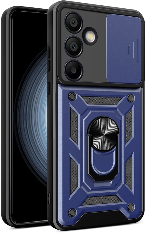Hybrid Armor Camshield with Stand and Camera Cover for Samsung Galaxy A56 - Blue