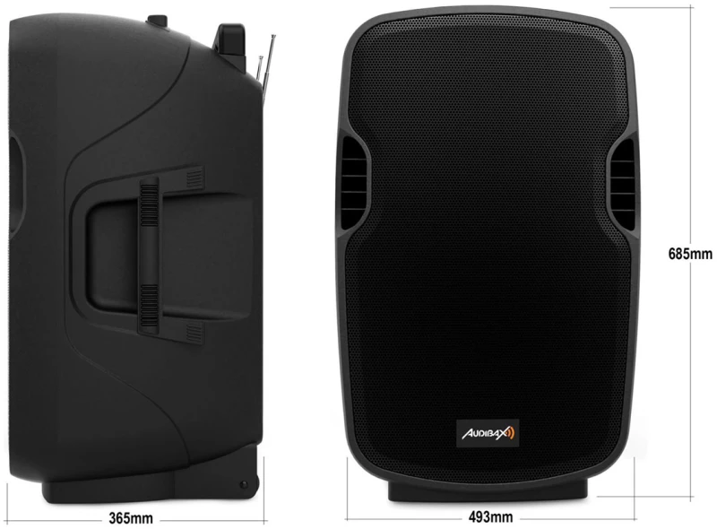 Audibax DENVER 15 Black - Φορητό ηχείο μπαταρίας 15" με 2 ασύρματα μικρόφωνα χειρός