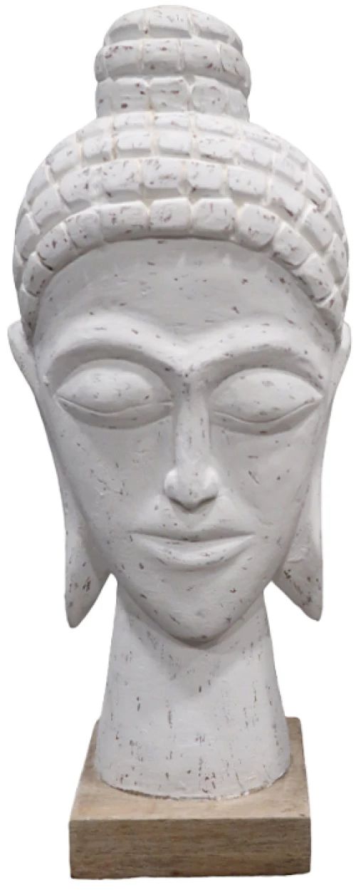 Προτομή κεφαλή βούδα Wevi Inart λευκό μάνγκο ξύλο 17x11.5x41εκ 312-000047
