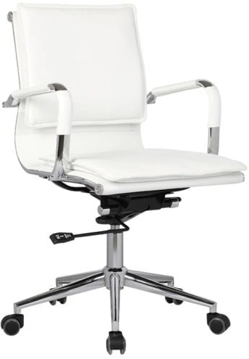 BF3601 Πολυθρόνα Γραφείου Μέταλλο Βάση Χρώμιο - PU Άσπρο