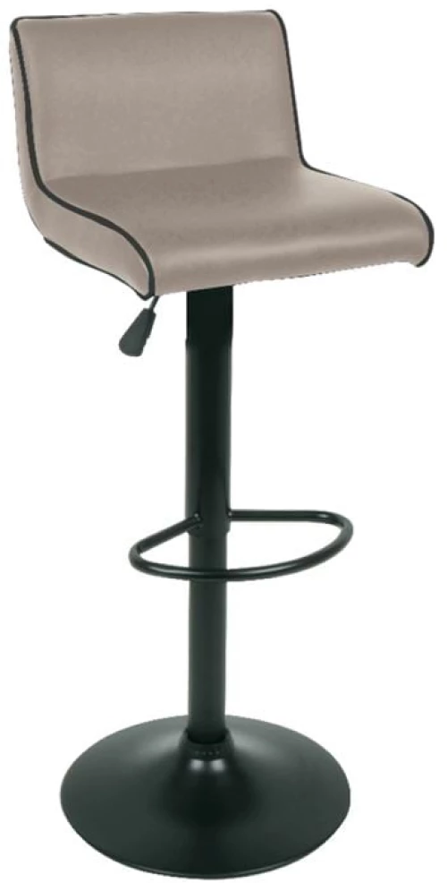 NERO Σκαμπό BAR με Πλάτη, Μέταλλο Μαύρο, PU Cappuccino, Ρύθμιση Ύψους, Περιστρεφόμενο