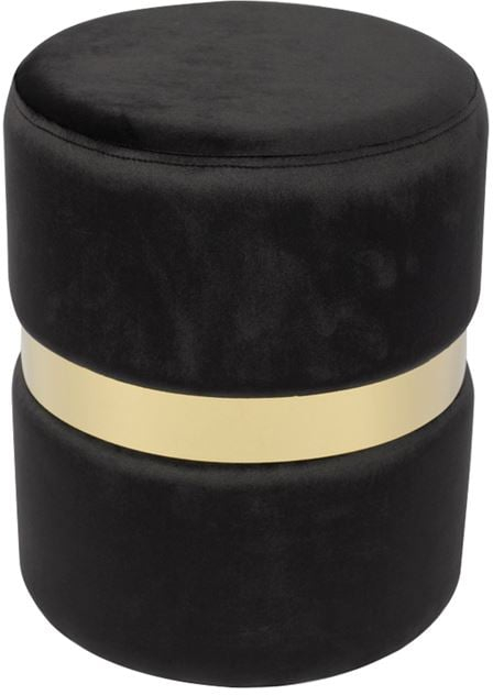 TOMMY Σκαμπό Βοηθητικό, Χρώμιο Χρυσό, Ύφασμα Velure Απόχρωση Μαύρο