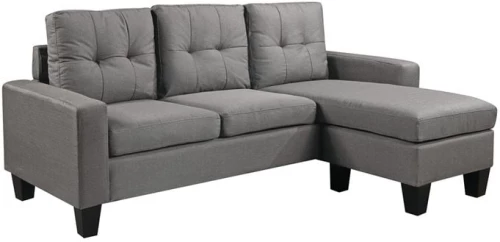 PORTO Καναπές Σαλονιού Καθιστικού, Αναστρέψιμη Γωνία Ύφασμα Ανοιχτό Γκρι