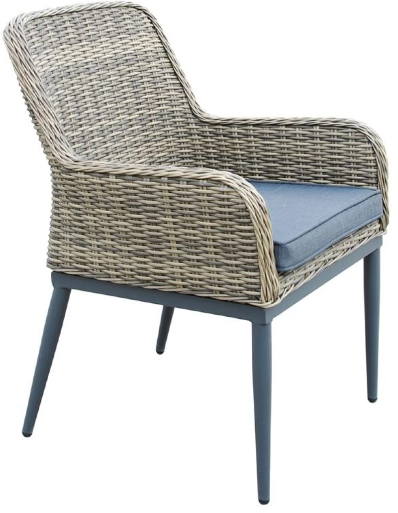 HAVANA Πολυθρόνα Τραπεζαρίας Κήπου-Βεράντας, ALU - Wicker Grey Brown, Μαξιλάρι Ανθρακί