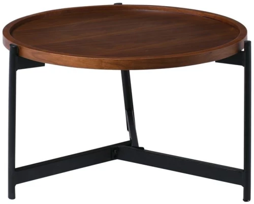 TOSS Τραπεζάκι Σαλονιού - Καθιστικού, Μέταλλο Βαφή Μαύρο, Απόχρωση Καρυδί