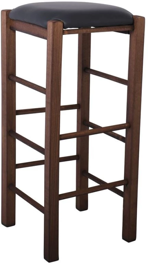 ΤΑΒΕΡΝΑΣ Σκαμπό BAR, Οξιά Βαφή Εμποτισμός Καρυδί, Κάθισμα Pu Μαύρο