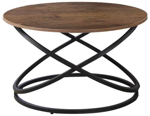 TORRE Τραπεζάκι Σαλονιού- Καθιστικού, Μέταλλο Βαφή Μαύρο, Απόχρωση Σκούρο Καρυδί