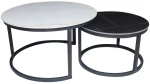 TERRY Set2 Τραπεζάκια Σαλονιού , Μέταλλο Βαφή Μαύρο, Sintered Stone White-Black Marble