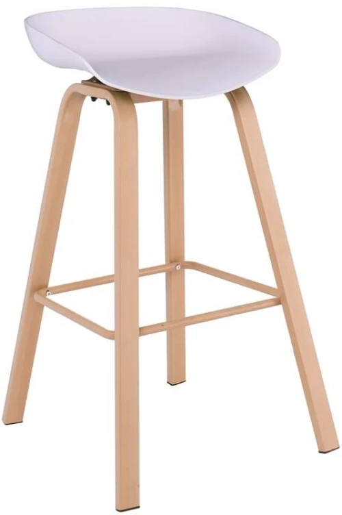 PENT Σκαμπό Bar, Μέταλλο Βαφή Φυσικό, PP Άσπρο