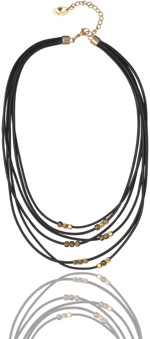 Layered Black Leather Necklace