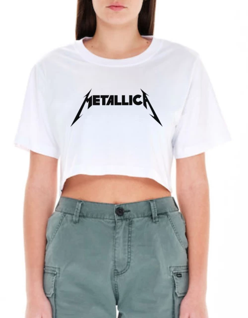 Μπλούζα Crop Metallica WCT033-Λευκό