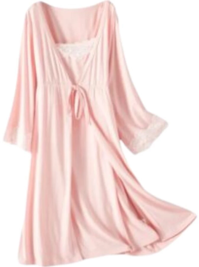 Pink, Σετ εγκυμοσύνης και θηλασμού, 2 τμχ (νυχτικό-ρόμπα), Queen Mother