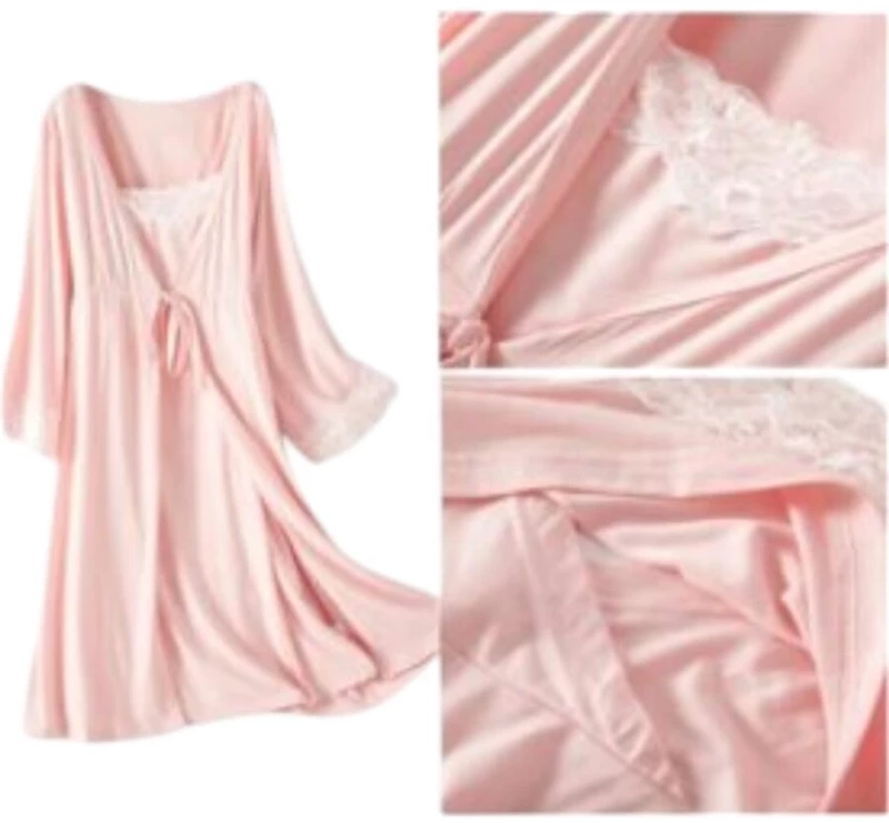 Pink, Σετ εγκυμοσύνης και θηλασμού, 2 τμχ (νυχτικό-ρόμπα), Queen Mother