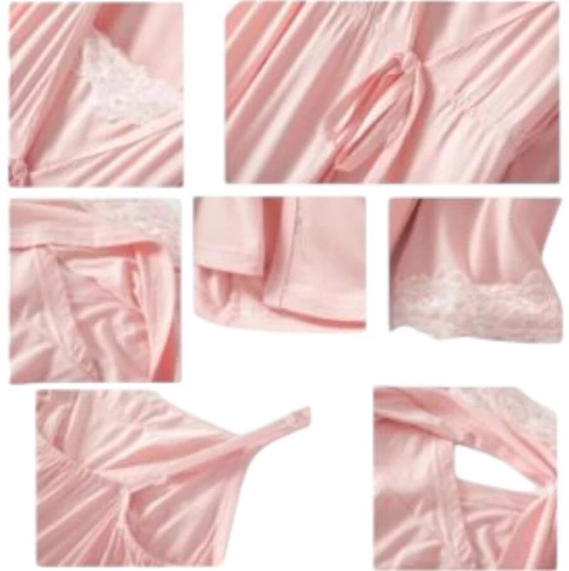 Pink, Σετ εγκυμοσύνης και θηλασμού, 2 τμχ (νυχτικό-ρόμπα), Queen Mother