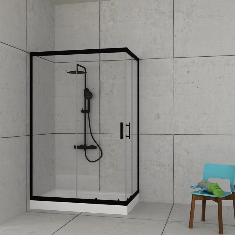 Orabella Stardust Easy Fix H200 Black matt 70X90 - Καμπίνα αντιστρέψιμη, ασύμμετρη