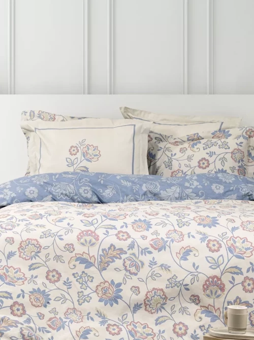 Σετ Σεντόνια Nivia Μπεζ, Μπλε Γίγας (2 x 270x280 + 2 Μαξιλαροθήκες Oxford 4 πλευρών 52x72+5)