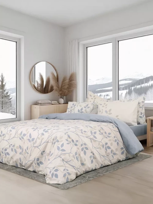 Σετ Σεντόνια High Up Μπεζ, Μπλε Γίγας (2 x 265x280 + 2 Μαξιλαροθήκες 50x70)