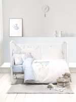 Κουβερλί Little Mister Λευκό, Γαλάζιο Κούνιας 100x140